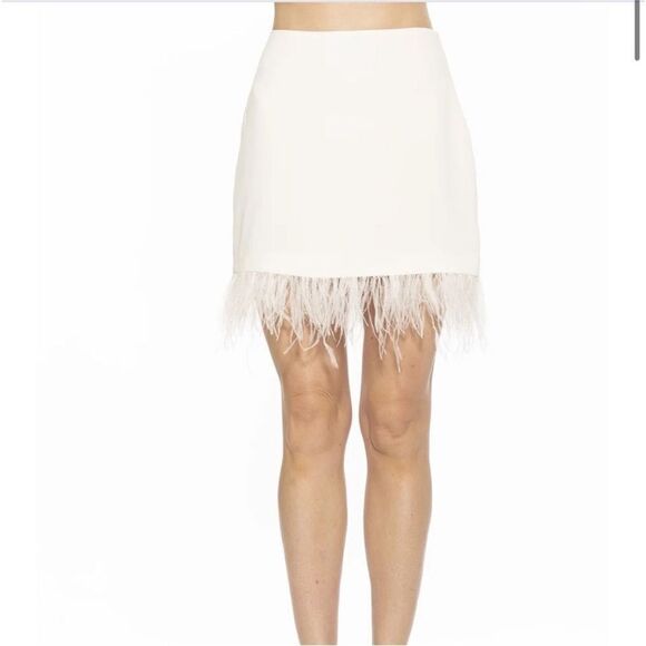 NWT Alexia Admor Flora Ostrich Feather Mini Skirt size 6 - Picture 4 of 9